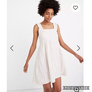 Madewell ruffled square neck rainbow dress 4
